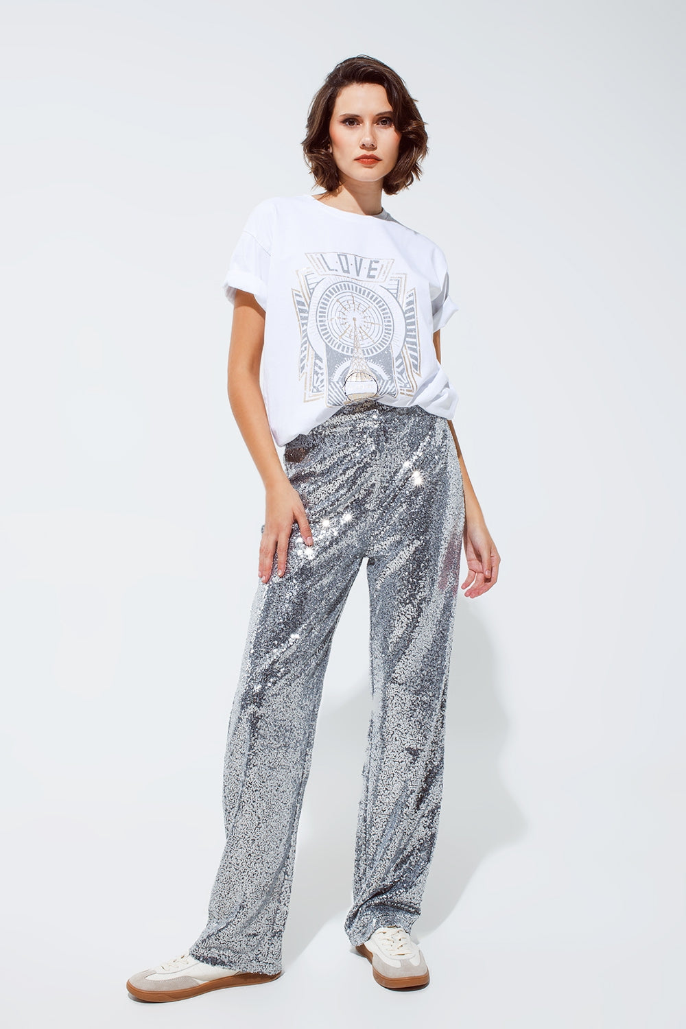 Silver sequin trouser