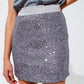 Silver Sequined mini skirt with detail