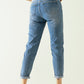 Skinny blue jeans with metallic finish in light wash