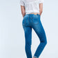 Skinny elastic jeans with rips Szua Store