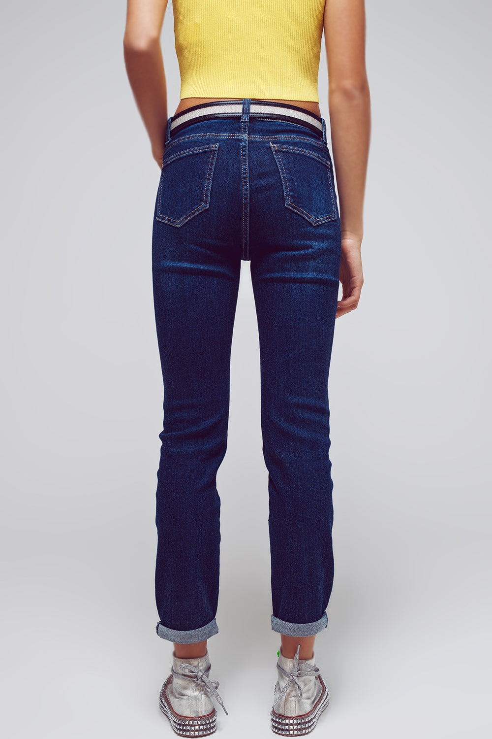 Skinny Fit Jeans in Mid Wash Blue - Szua Store