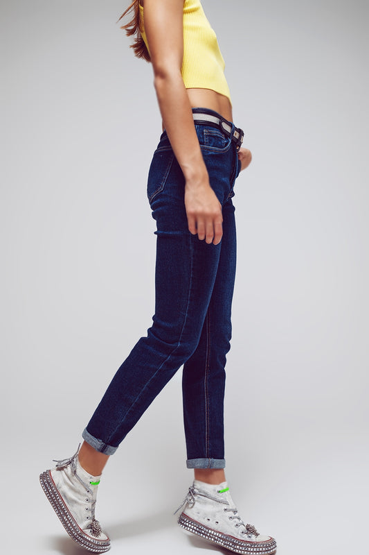 Skinny Fit Jeans in Mid Wash Blue - Szua Store