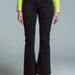 Q2 Skinny Flared Jeans With Double Button Detail in Black