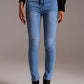 Q2 Skinny High Waist Jeans in Light Wash