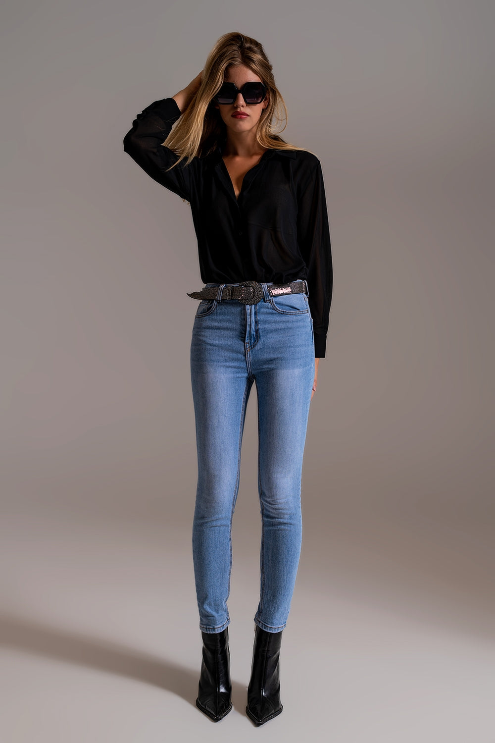 Skinny High Waist Jeans in Light Wash - Szua Store