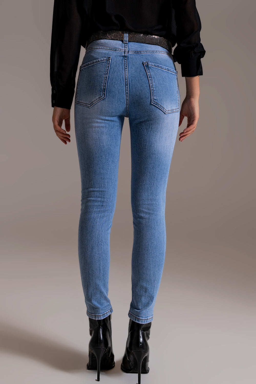 Skinny High Waist Jeans in Light Wash - Szua Store