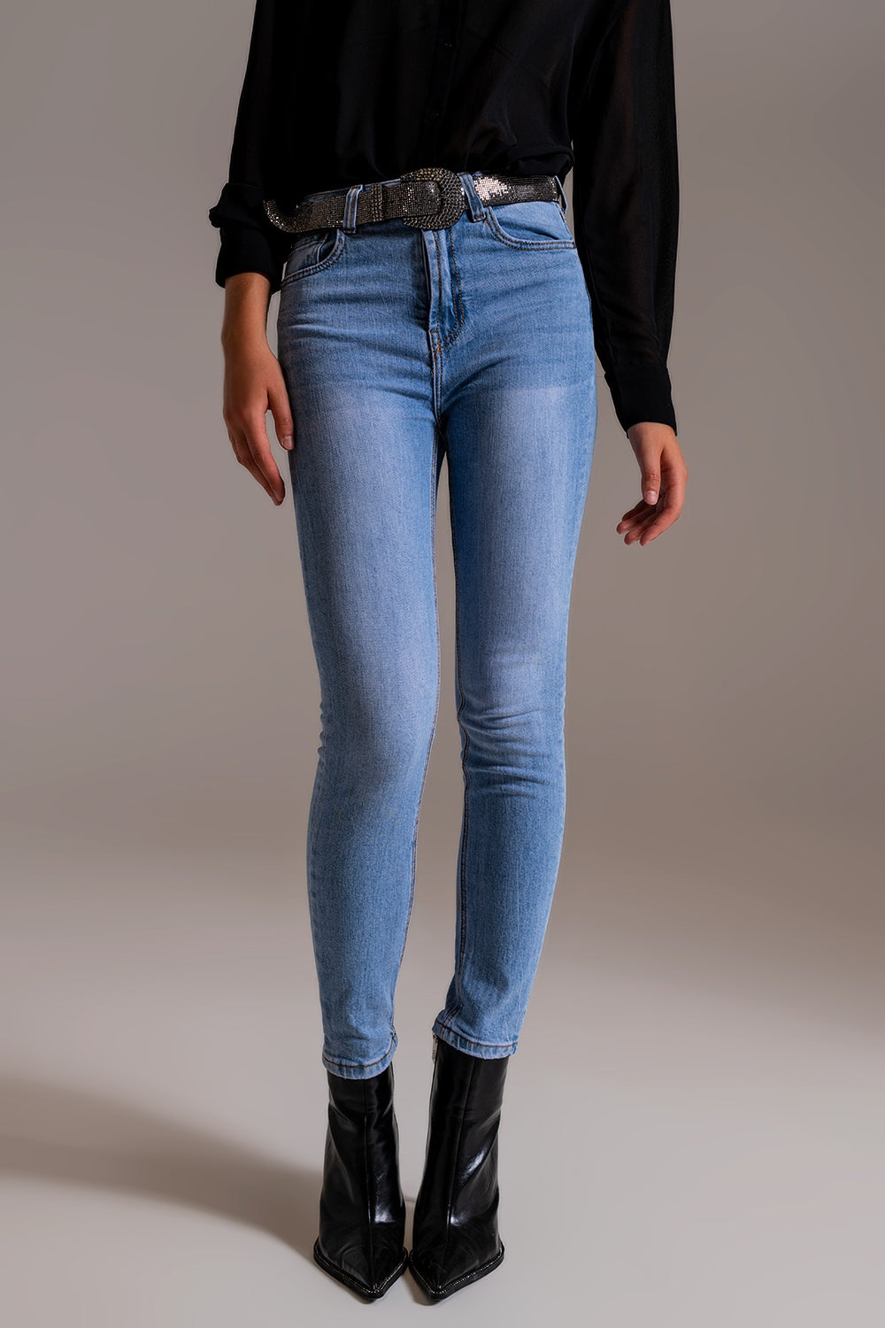 Skinny High Waist Jeans in Light Wash - Szua Store