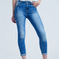 skinny jeans with worn color and wrinkles Szua Store