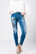 Skinny rip jeans with embroidered patches Szua Store