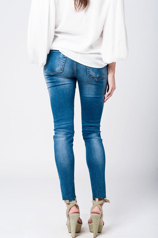 Skinny rip jeans with embroidered patches Szua Store