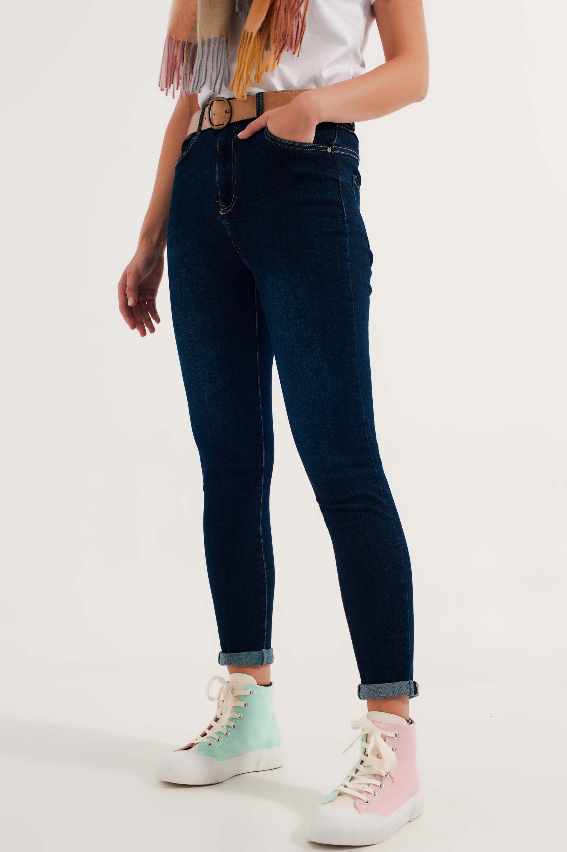 Skinny stretch jeans in mid wash blue Szua Store