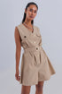 Sleeveless belted jumpsuit in beige Szua Store