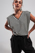 Sleeveless t shirt with shoulder pad in black stripe Szua Store