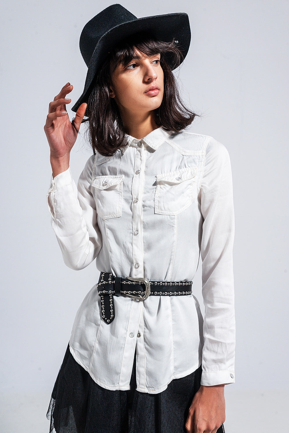 Slim denim shirt in white Szua Store