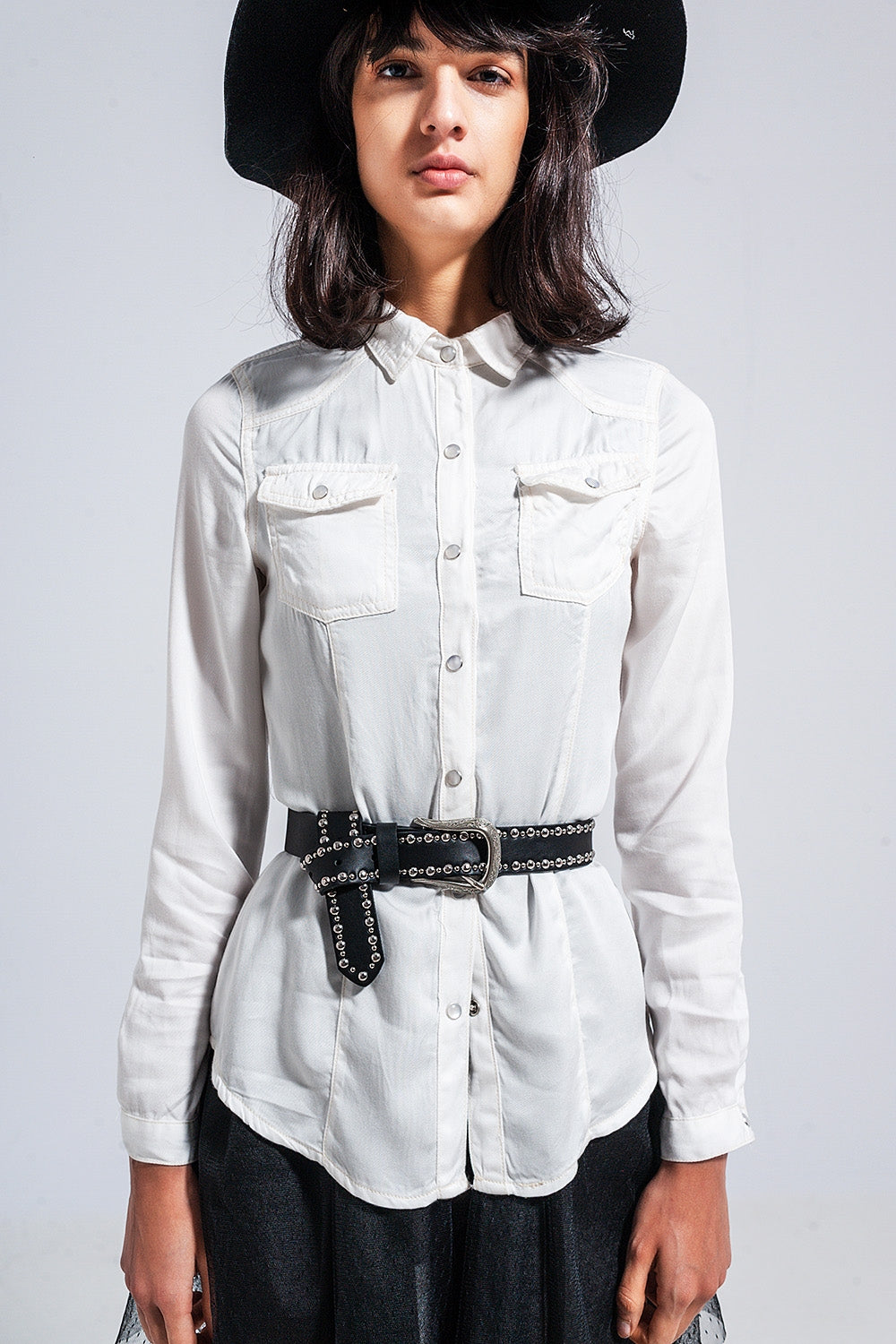 Slim denim shirt in white Szua Store