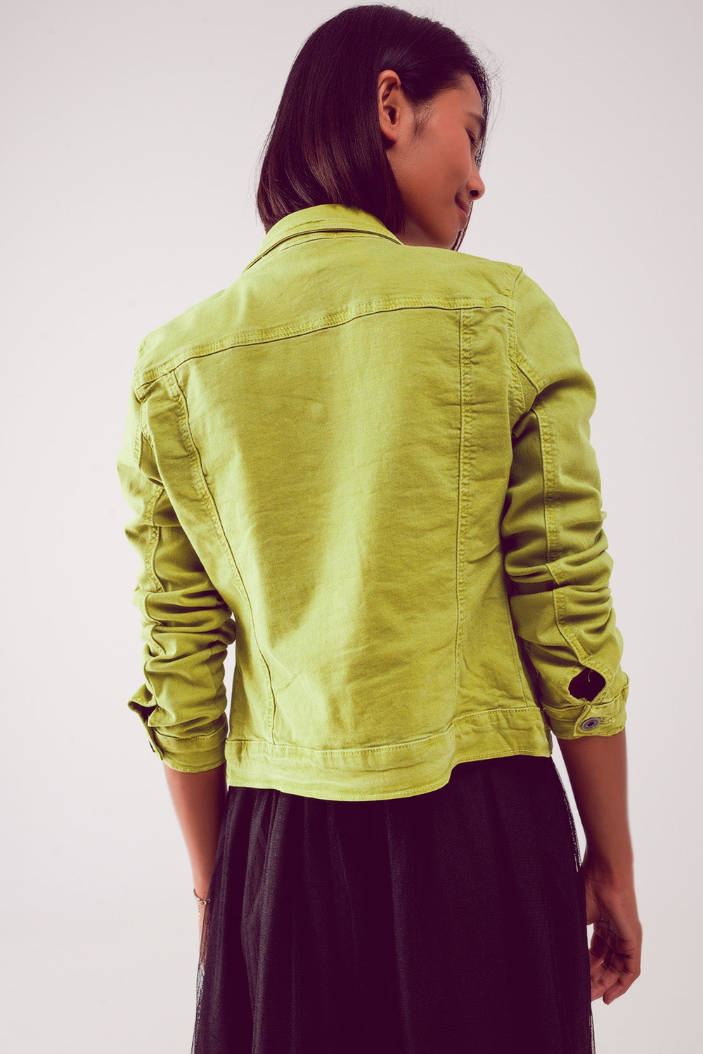 Slim denim trucker jacket in acid lime Szua Store