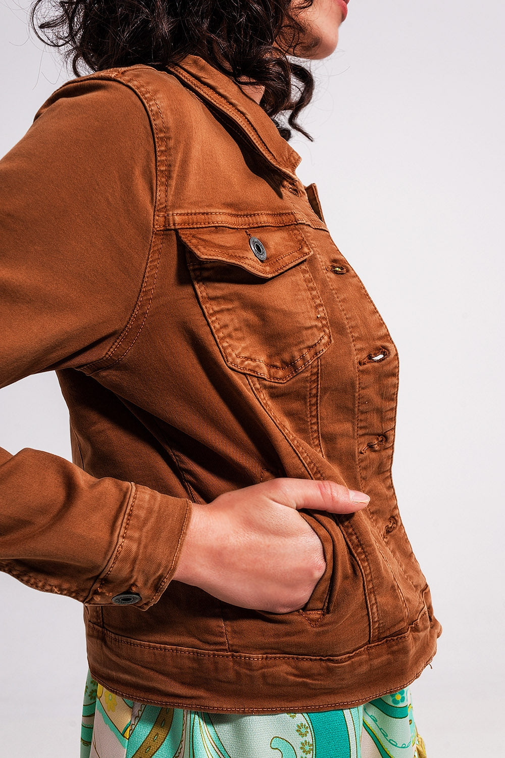 Slim denim trucker jacket in brown Szua Store