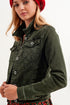 Slim denim trucker jacket in green Szua Store