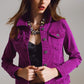 Q2 Slim denim trucker jacket in Magenta