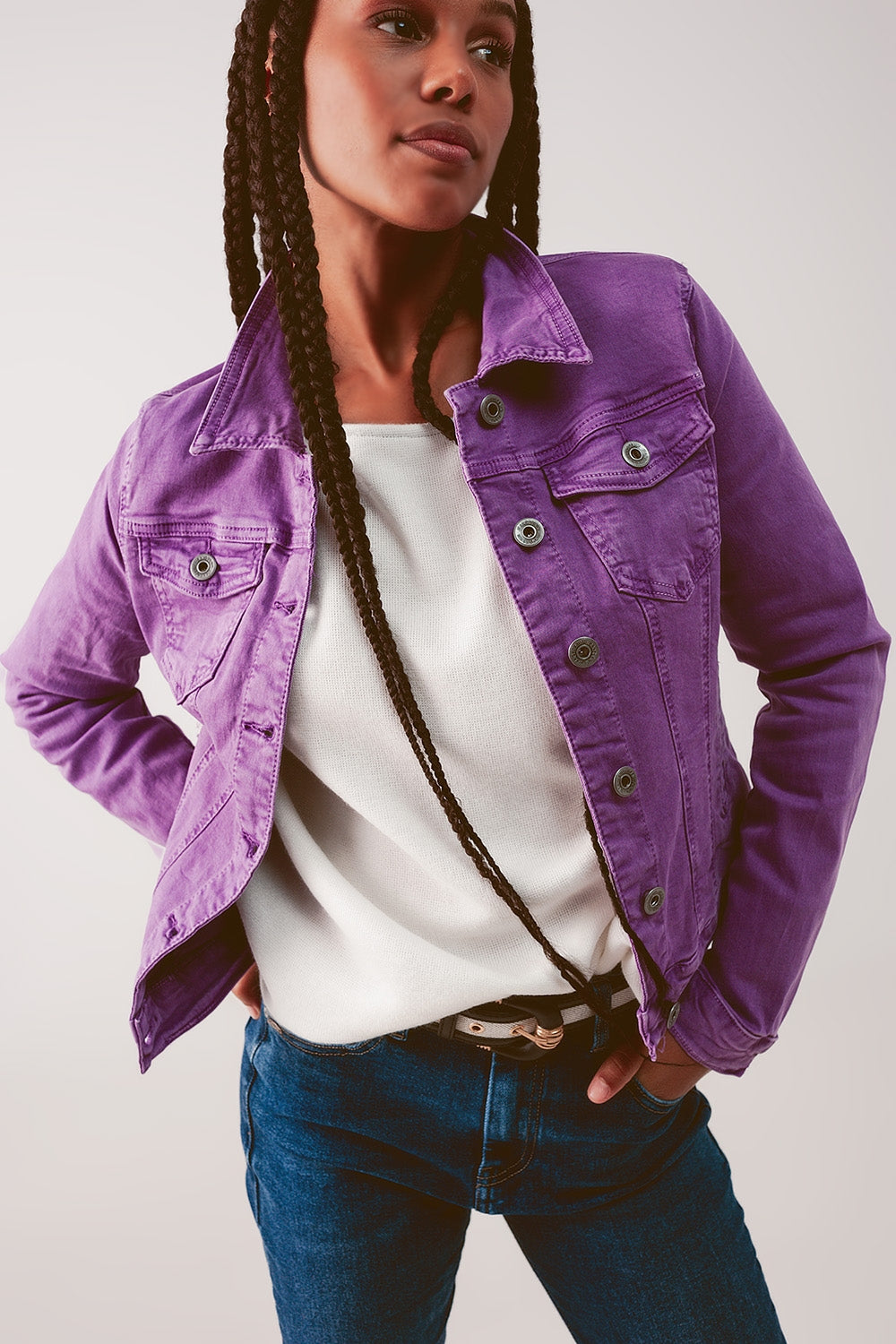 Slim denim trucker jacket in purple Szua Store