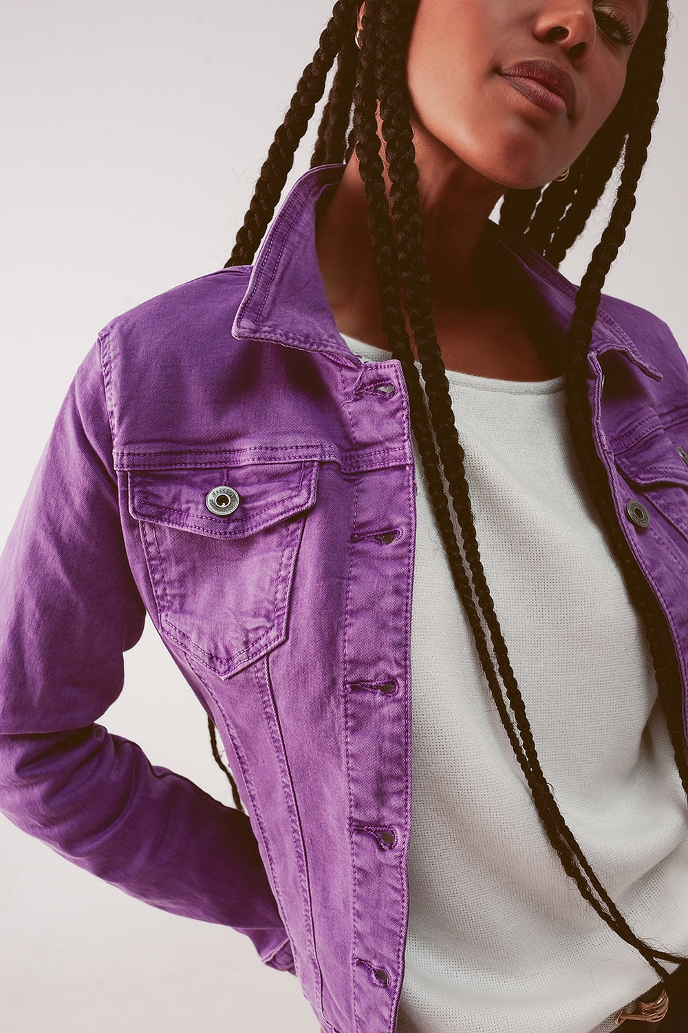 Slim denim trucker jacket in purple Szua Store