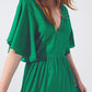 Smock V Neck Maxi Dress in Green - Szua Store