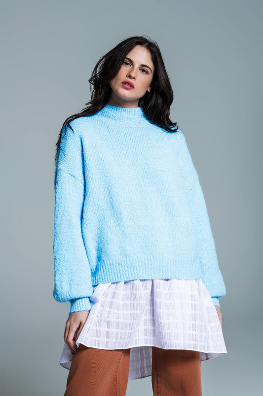 Q2 Soft knit light blue sweater