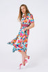 Q2 soft satin midi dress with flower print