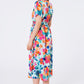 Soft satin midi dress with flower print - Szua Store