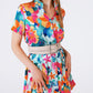 Soft satin mini dress with flower print - Szua Store