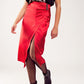 Split front midi skirt in red Szua Store