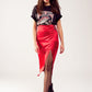 Split front midi skirt in red Szua Store