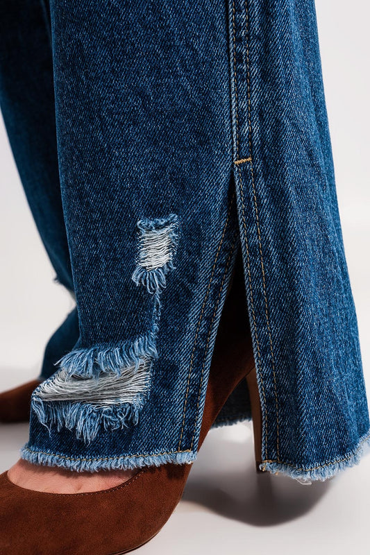 Split hem jeans in medium denim Szua Store