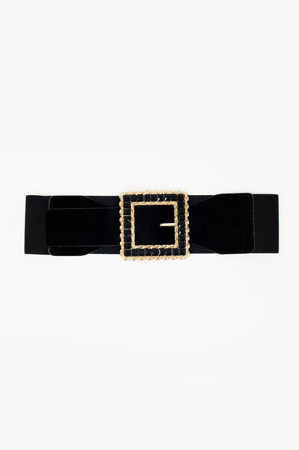 Q2 Square black belt with rhinestones and adjustable elastic