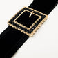 Square black belt with rhinestones and adjustable elastic - Szua Store