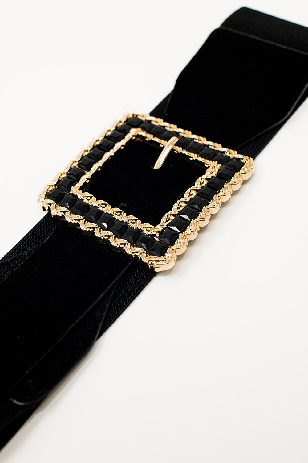 Square black belt with rhinestones and adjustable elastic - Szua Store