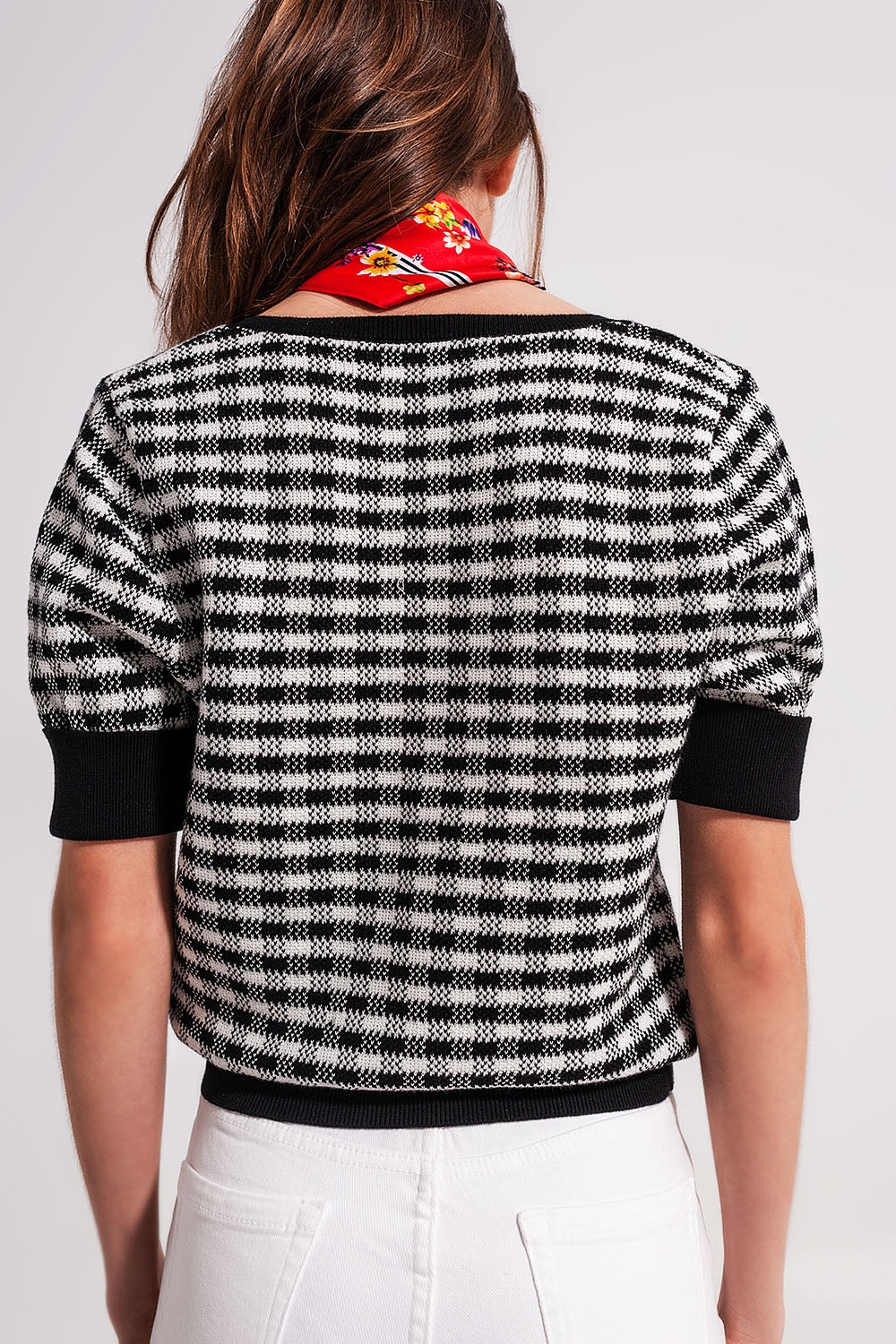 Square neck jumper in black and white Szua Store