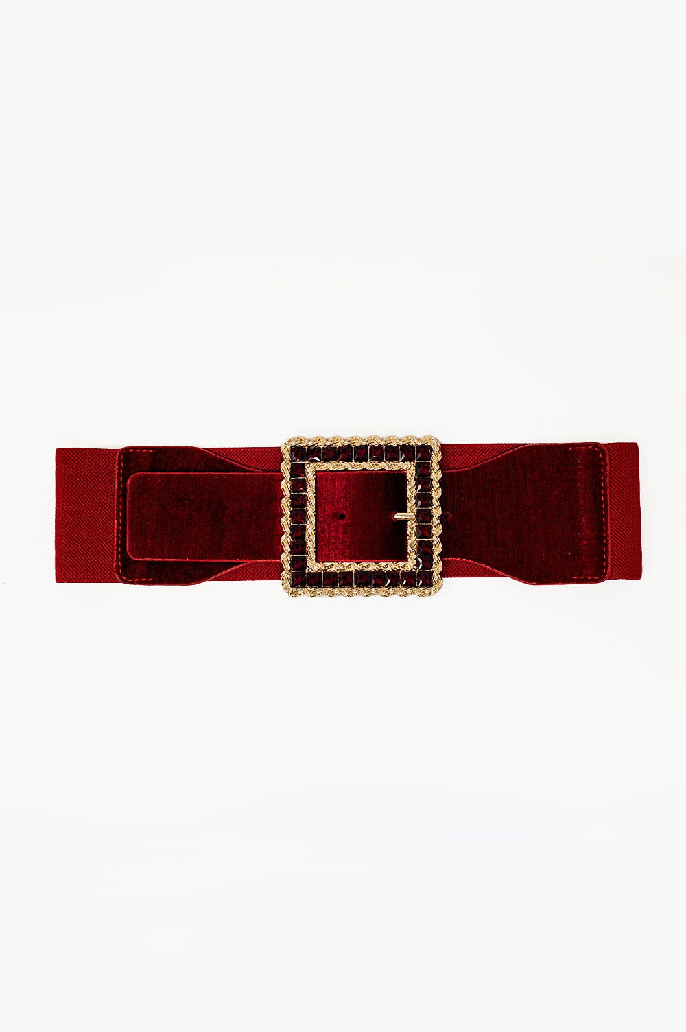 Q2 Square red belt with rhinestones and adjustable elastic