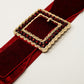 Square red belt with rhinestones and adjustable elastic - Szua Store