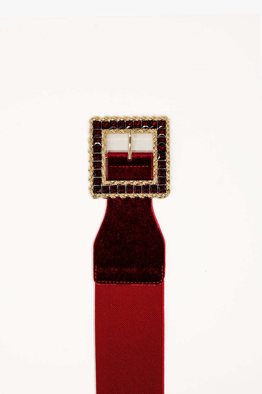 Square red belt with rhinestones and adjustable elastic - Szua Store