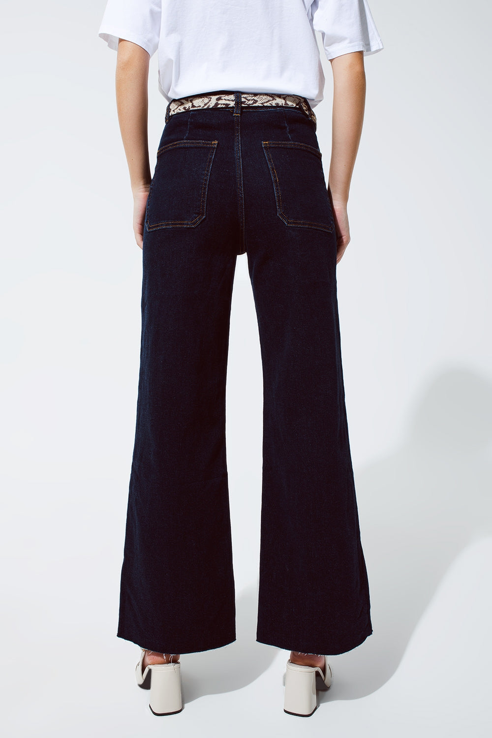 Straight Jeans With Pocket Detail In Dark Wash