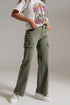 Straight Leg Cargo Jeans in Olive Green - Szua Store