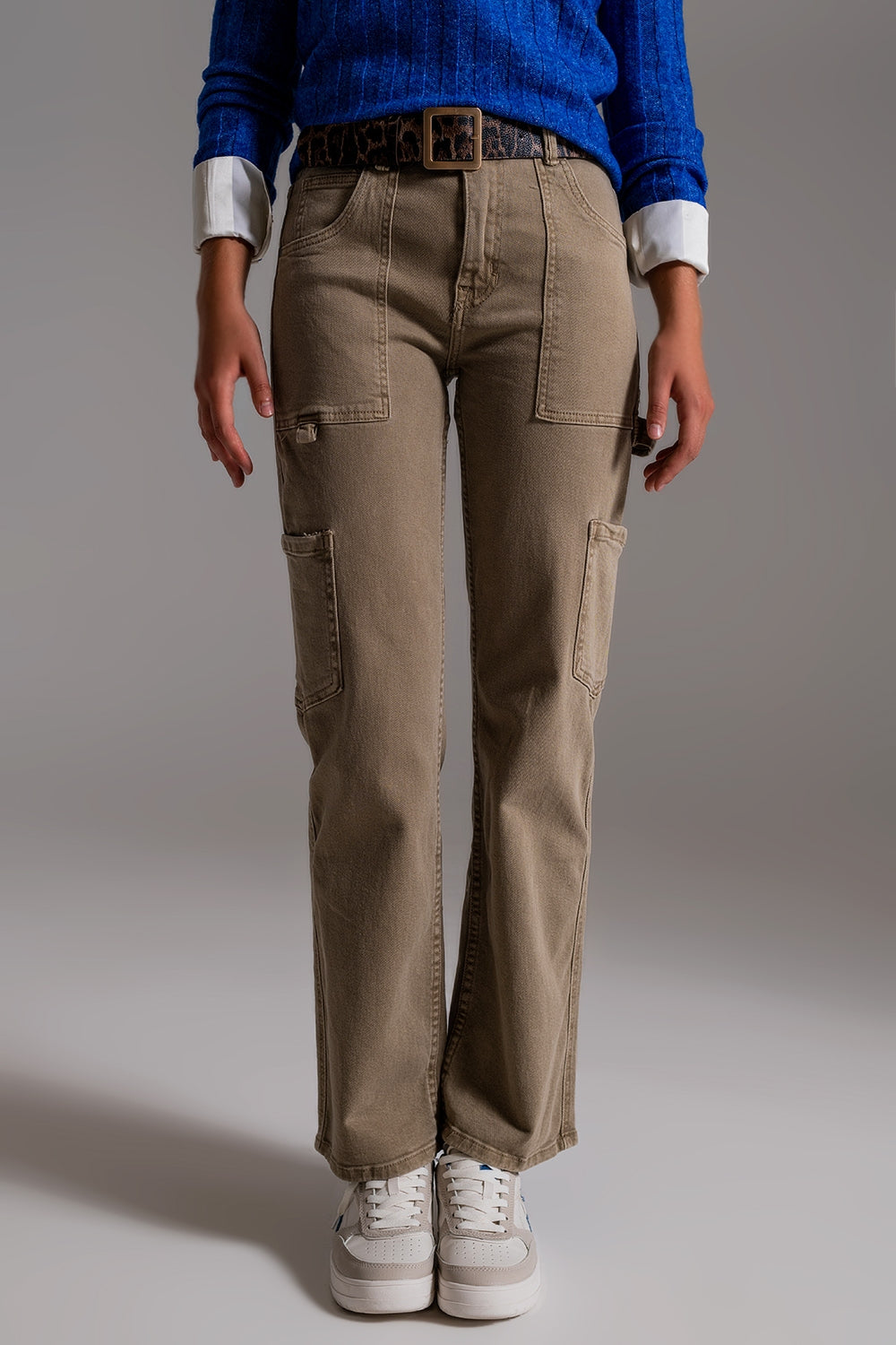 Straight Leg Cargo Pants in brown beige - Szua Store
