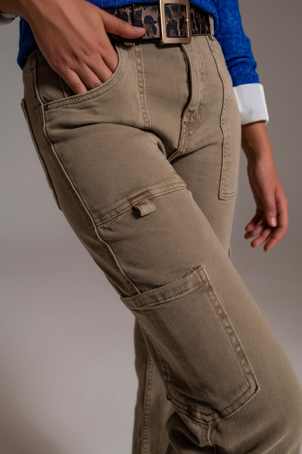 Straight Leg Cargo Pants in brown beige - Szua Store