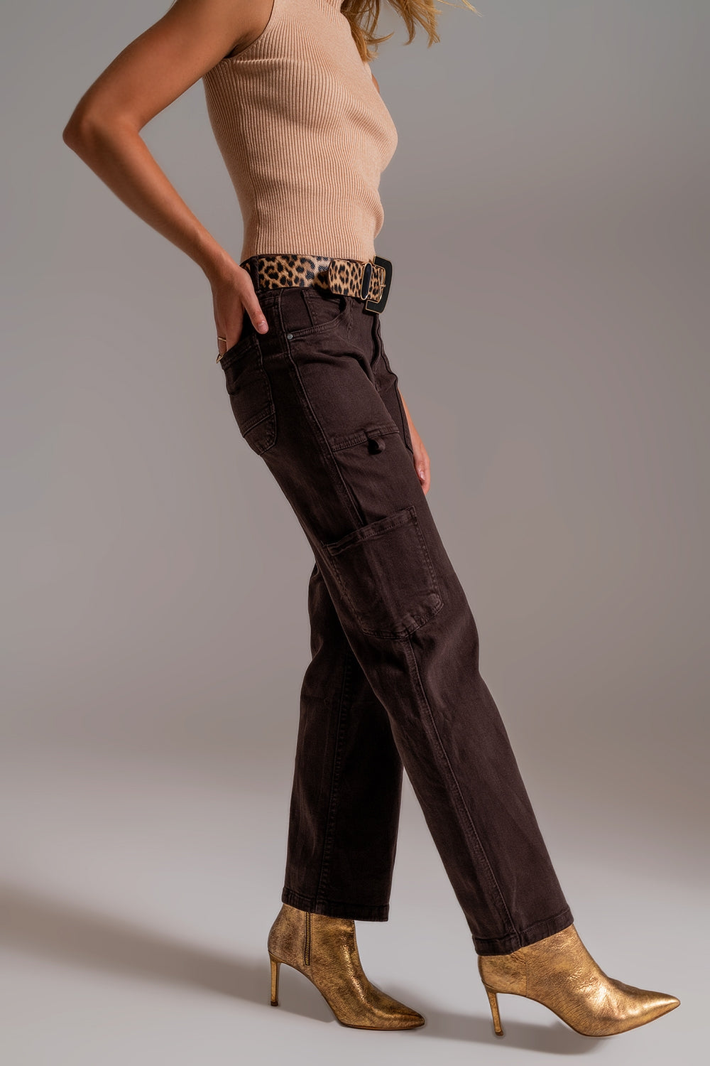 Straight Leg Cargo Pants in brown - Szua Store