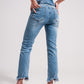 Straight leg fray hem jeans in blue Szua Store