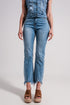 Straight leg fray hem jeans in blue Szua Store