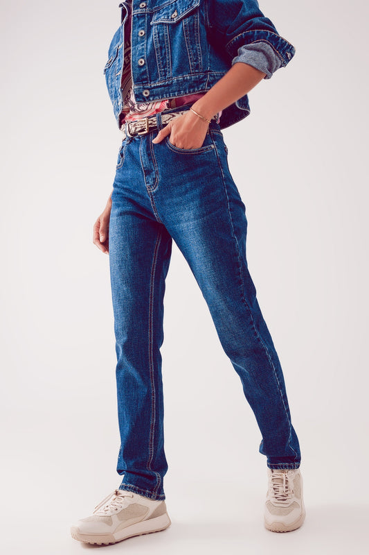 Straight leg jeans in thrift blue Szua Store