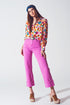 Straight Leg Jeans with Cropped Hem in Fuchsia - Szua Store