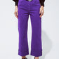 Q2 Straight Leg Jeans with Cropped Hem in purple